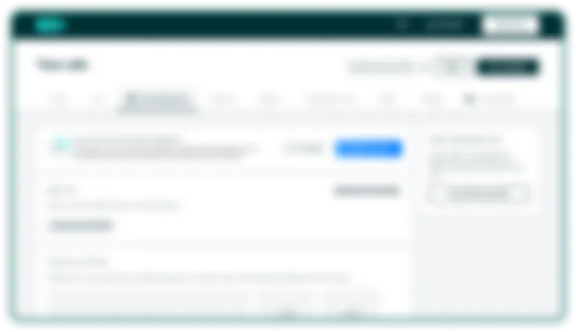 Variant A: the Business Card page with an action that generates the draft on request (blurred for confidentiality).